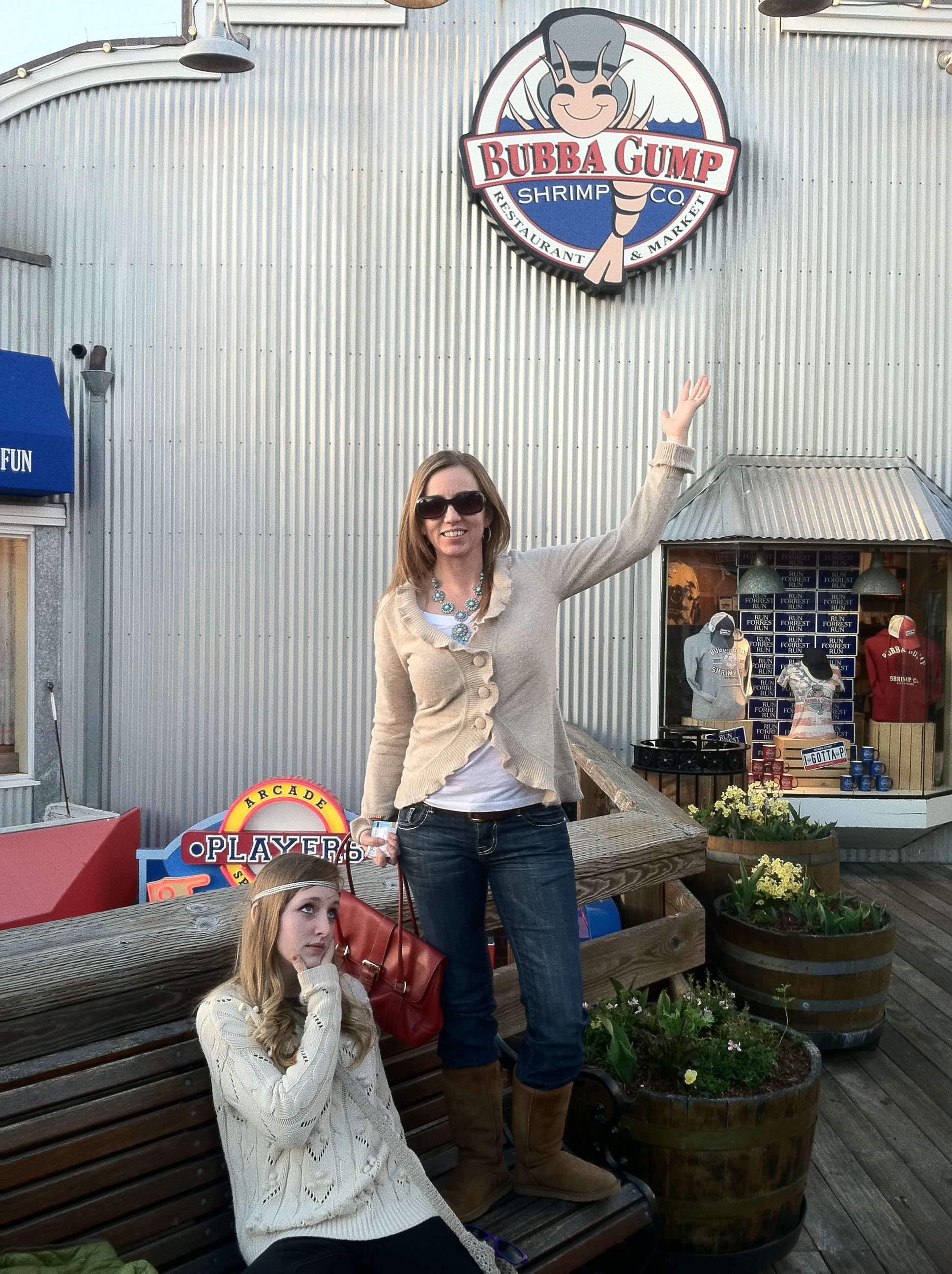 My daughter Jordan and I outside Bubba Gump's Restaurant, and a scene from Liberty Layne and the One-Girl Rebelution